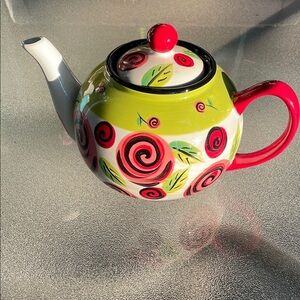 Colorful Floral Teapot with 1 mug